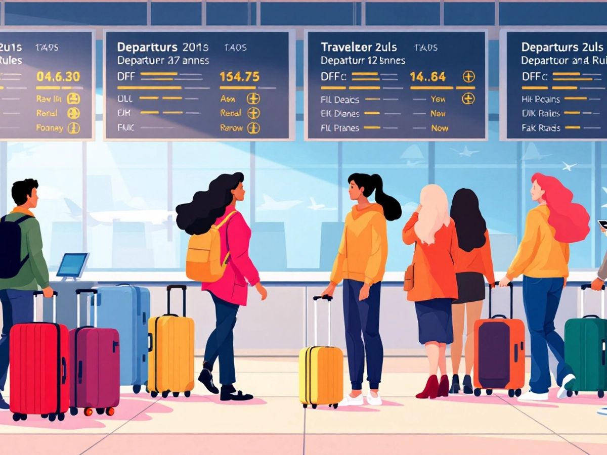 Călători la aeroport pregătindu-se pentru plecare.